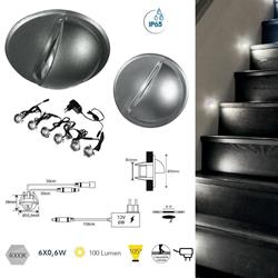 KIT 6 INCASSI LED RIDER DC12V NICHEL IN ACCIAIO 6X0,6W 1