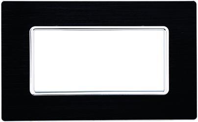 PLACCA ALLUMINIO 4P NERO COMPATIBILE LIVING
