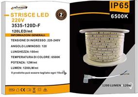 UNIVERSO STRIP LED 220V 6000K 12W/MT IP65 1200LM