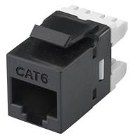 UTP Cat. 6 keystone jack, Dual IDC type, 180 degree, bla