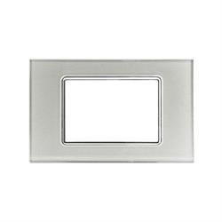 Placca Vetro T1-Art 8003BL-3 3P Silver