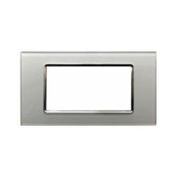 Placca Vetro T1-Art 8004BL-3 4P Silver