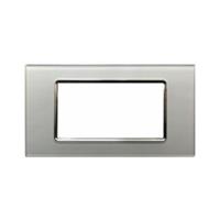 Placca Vetro T1-Art 8004BL-3 4P Silver