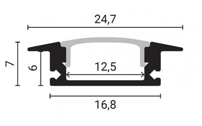 PROFILO IN ALLUMINIO PER STRIP LED GRIGIO 6mm L=2m