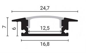 PROFILO IN ALLUMINIO PER STRIP LED GRIGIO 6mm L=2m