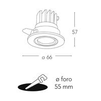 INCASSO LED POLARIS NIKEL TONDO 3W 300LM 4000K 6,6X5,7CM